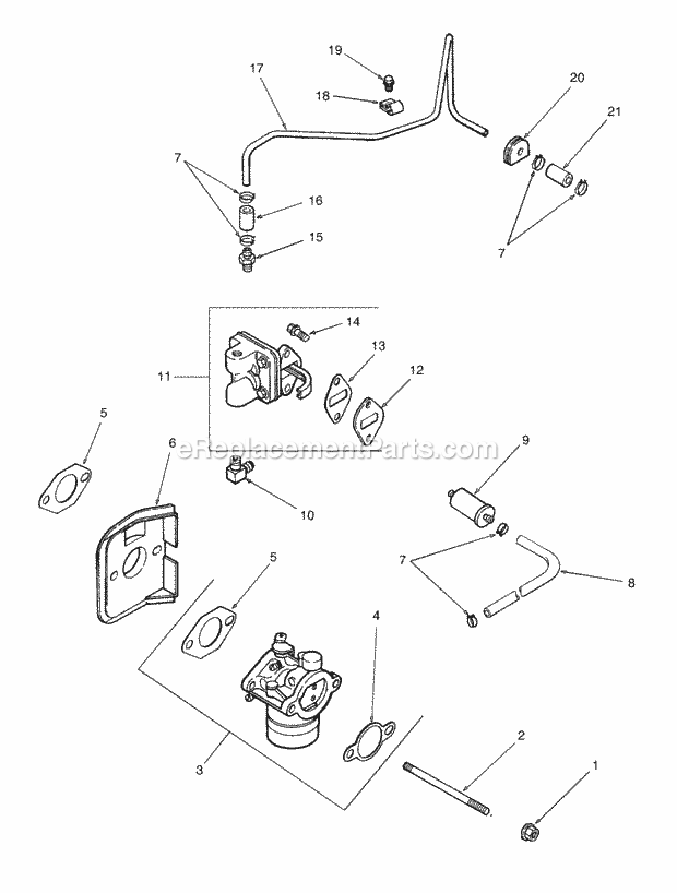 Fuel System Diagram and Parts List for Z42 53AC305G100 Cub Cadet Lawn Mower